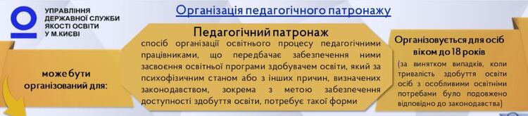 Організація здобуття освіти за формою педагогічний патронаж