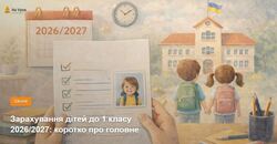 Зарахування дітей до 1 класу 2026/2027: коротко про головне