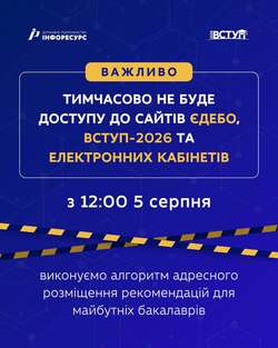 Тимчасово не буде доступу до сайтів ЄДЕБО, Вступ-2026 та електронних кабінетів